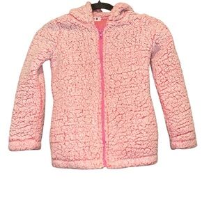 Beautees Blush Pink Sherpa Zip-Up Hooded Jacket - Small
